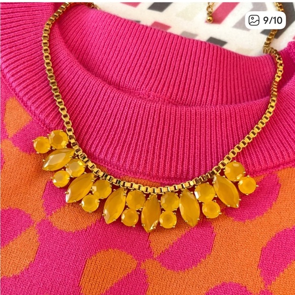 Kate Spade New York Yellow Gold Marquee Bib Victorian Statement Necklace Rare - Picture 7 of 8
